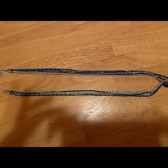 Chico's Jewelry - Chico’s blue & silver beaded knot necklace-New!